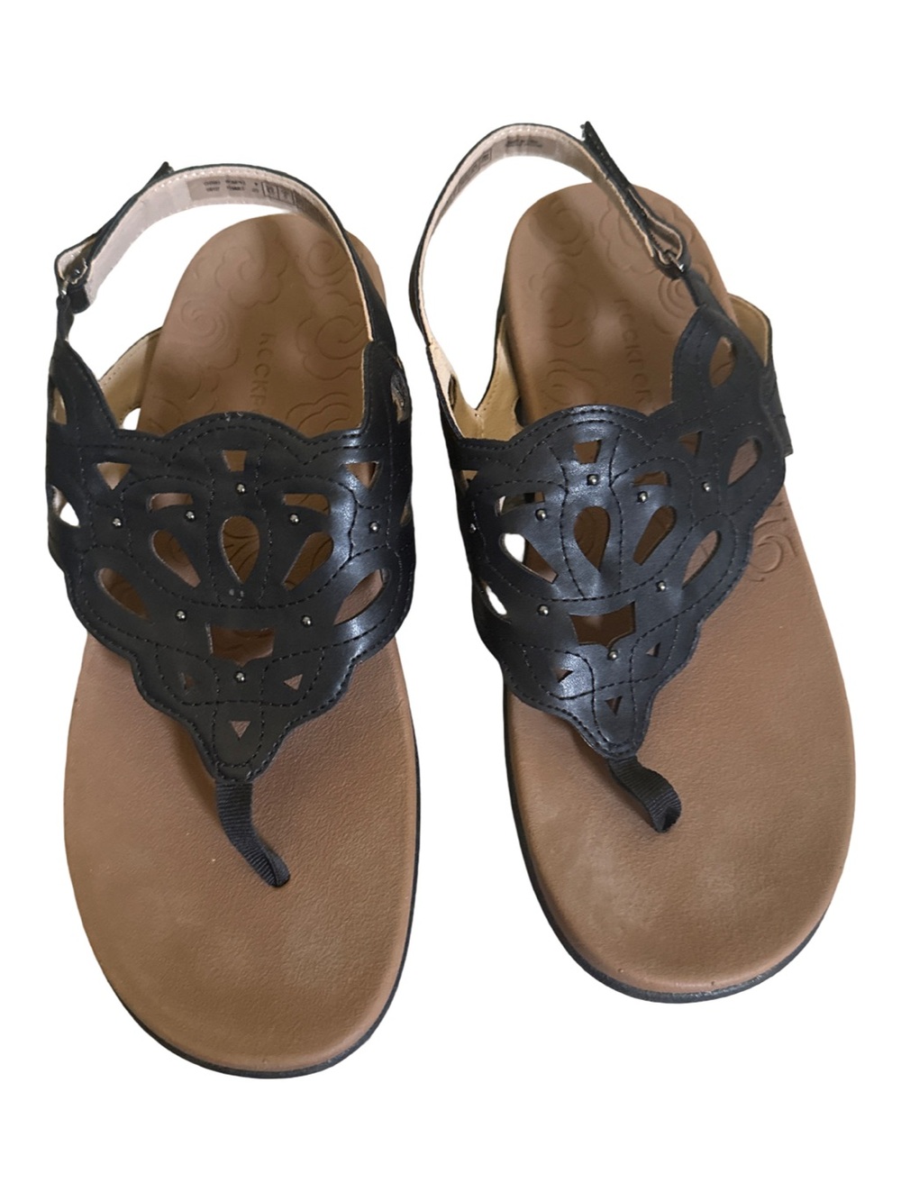 ROCKPORT Ridge Circle Womens Thong Slingback Sandals Sz 8.5 Black
